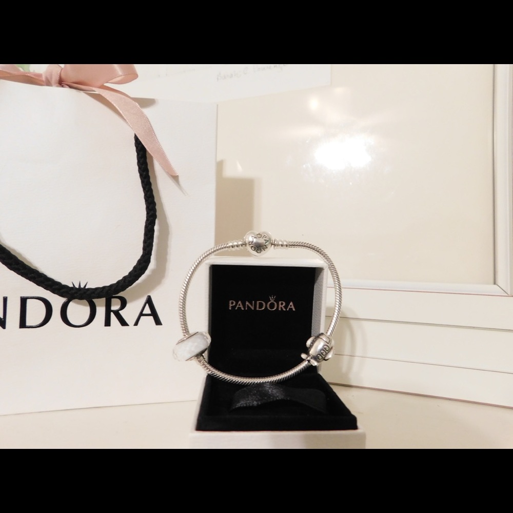 Pandora 7.5”Bracelet Heart Clasp Sterling Silver😍 - Picture 1 of 8